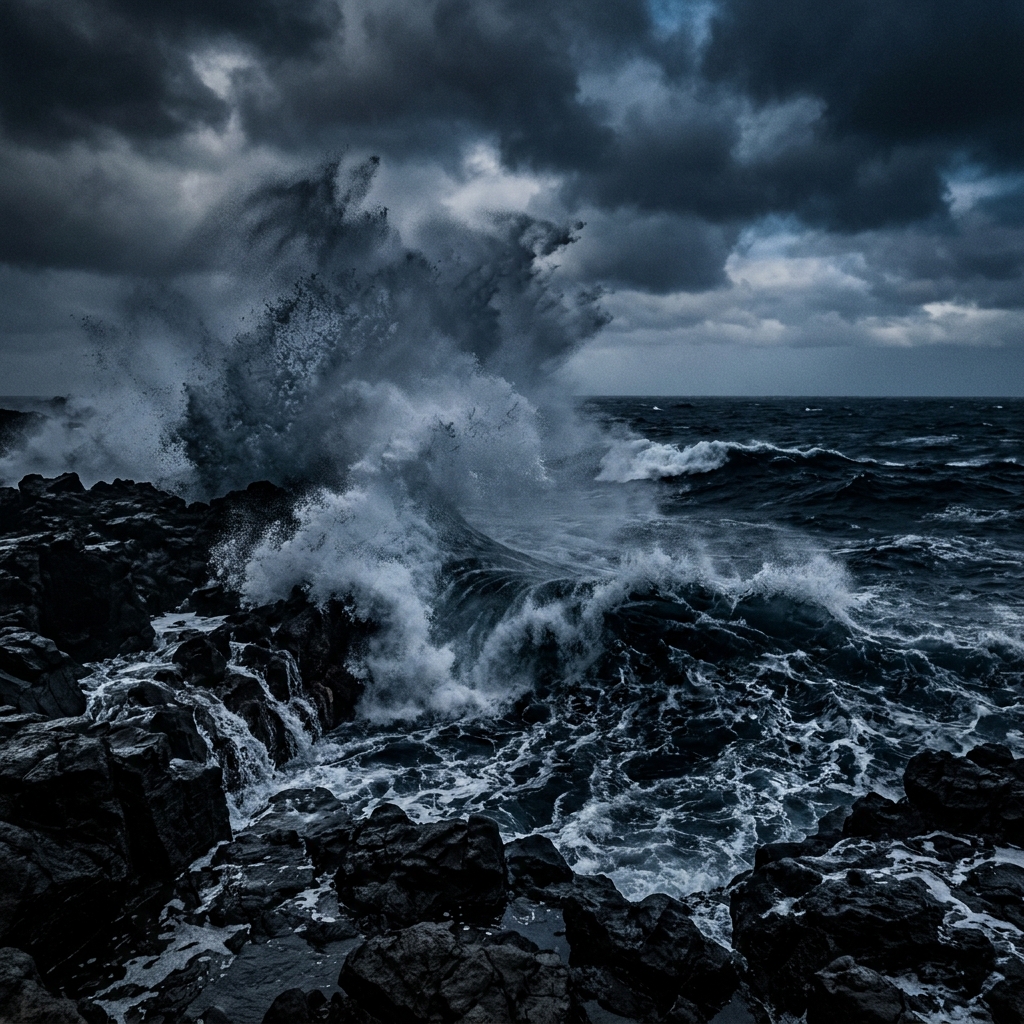 dark stormy ocean waves